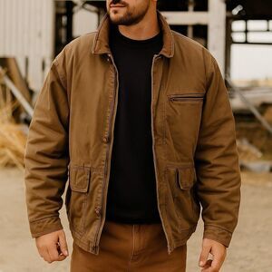 Aberdeen Chore Work Jacket Men Medium Utility Barn Thinsulate Brown Work Coat